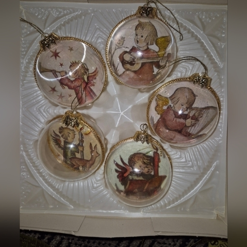 Vintage Home For The Holidays Molded Glass Ornament Set Of 5 Preowned